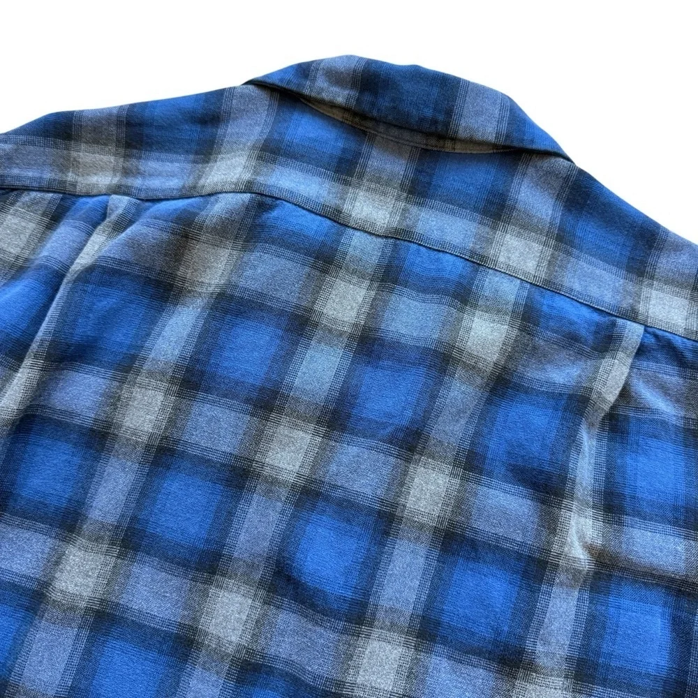 Polo Ralph Lauren HERITAGE SKI CAMP Shirt Men's L Blue Gray Plaid Button Front